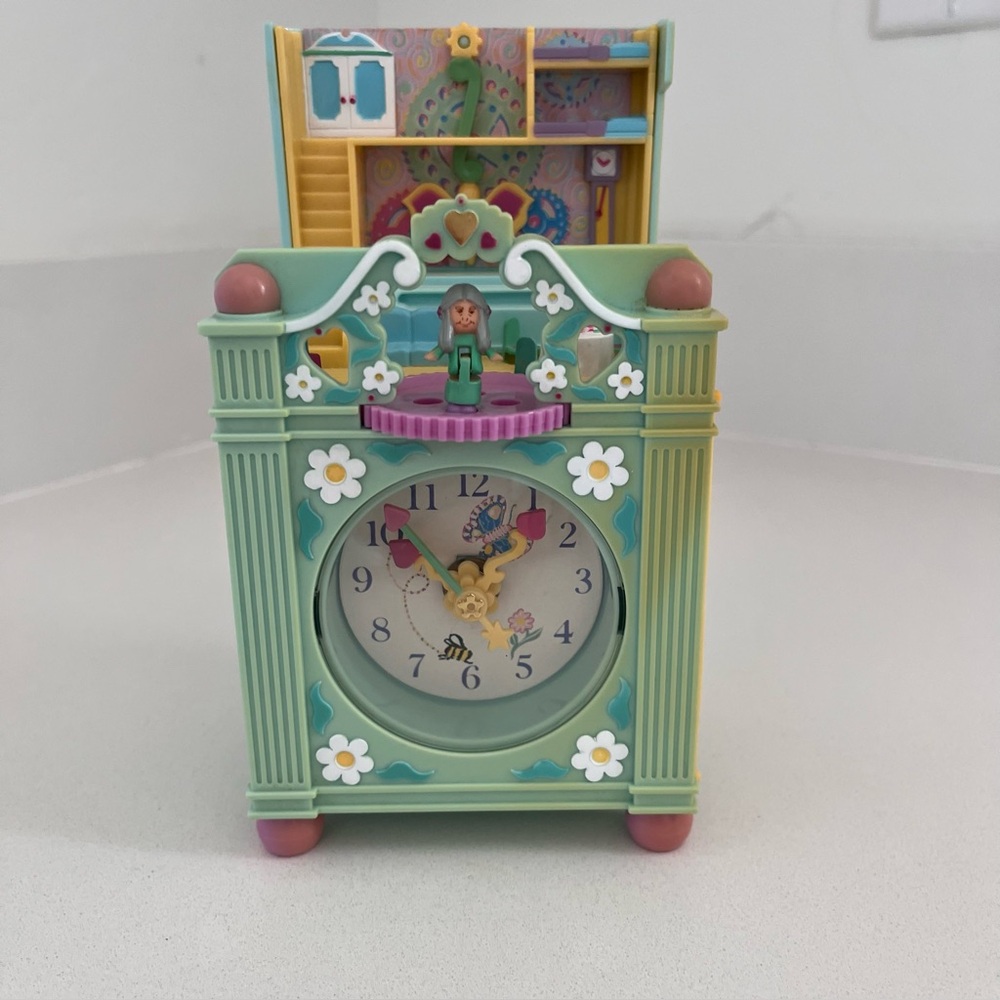 Vintage Polly Pocket Fun Time WORKING Clock Including Mother Time Figure 1990s